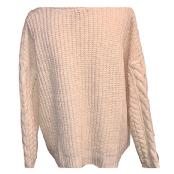 Universal Thread Cream V Neck Cable Knit Sweater - Picture 3 of 6